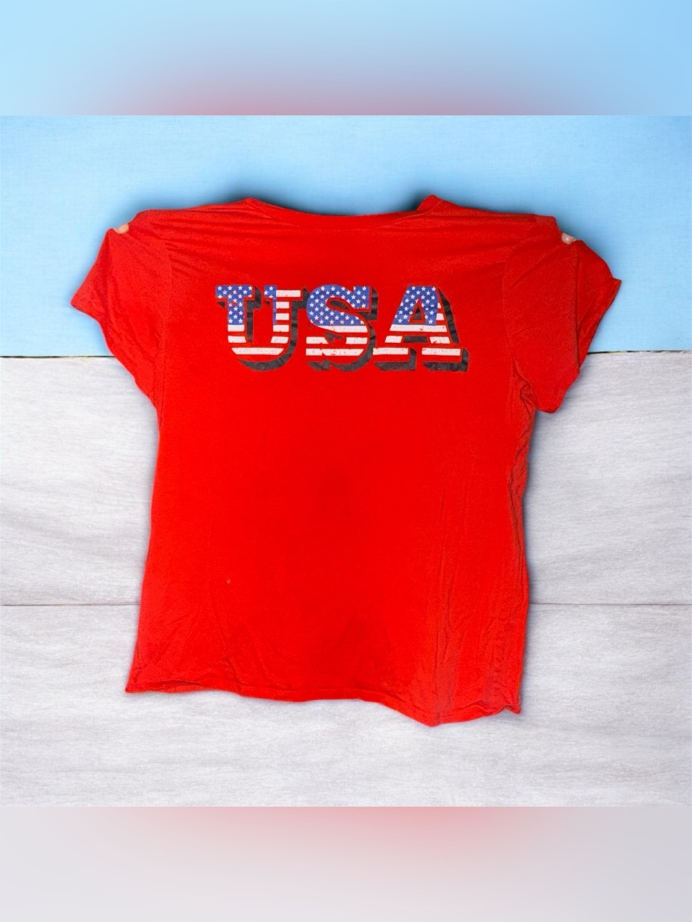 Patriotic Red USA Graphic Tee - Women's Top
